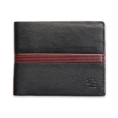 Rustic Leather Toska Nappa Men's Leather Wallet Black Maroon