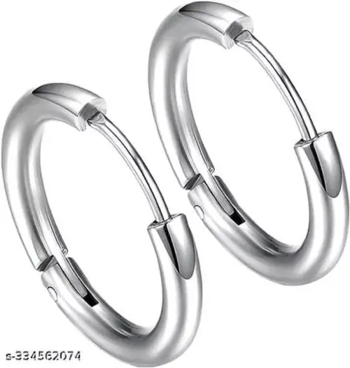 DF STORE Kaju Bali Salman Khan Bollywood Style Silver Hoop Earrings for Men & Boys