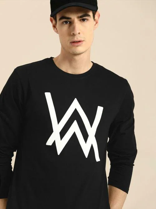 Bewakoof Men Alan Walker (GID) Printed Full Sleeve Round Neck T-Shirt