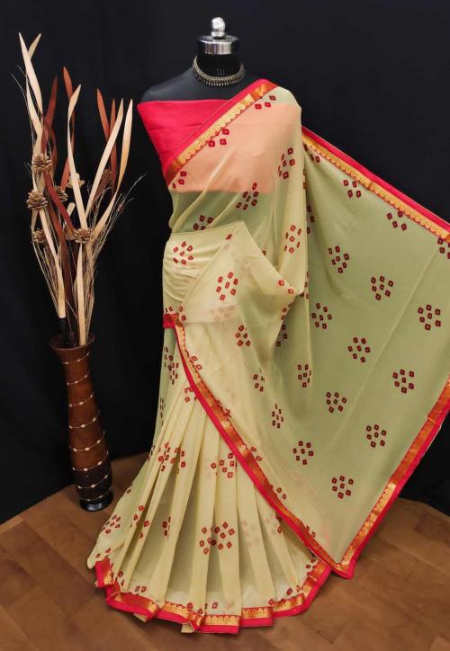 Buy Rashididi Women Grey Printed Georgette Bandhani Saree Online at ...
