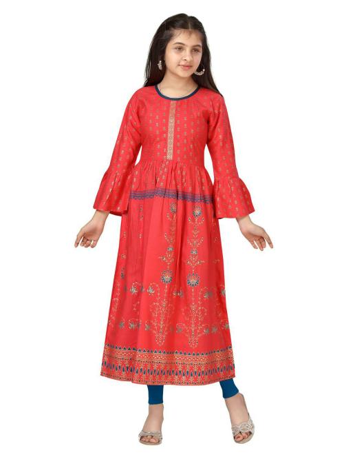 Aarika Girls Gajri Color Printed Kurti