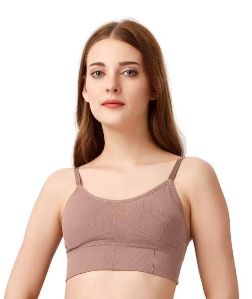 LAK 18 women's fitness bra low back deep neck backless fashion female cropped top pushup padded bralette free size fits upto (28 to 34) bust (PEACH)