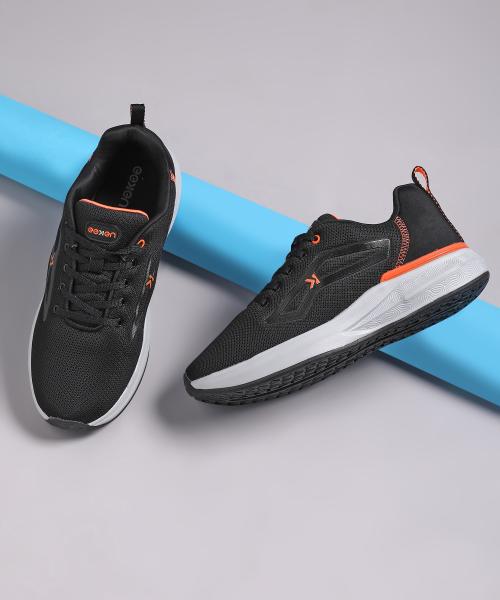 Paragon Eeken Black & Orange Lightweight Anti-Skid Walking Shoes for Men