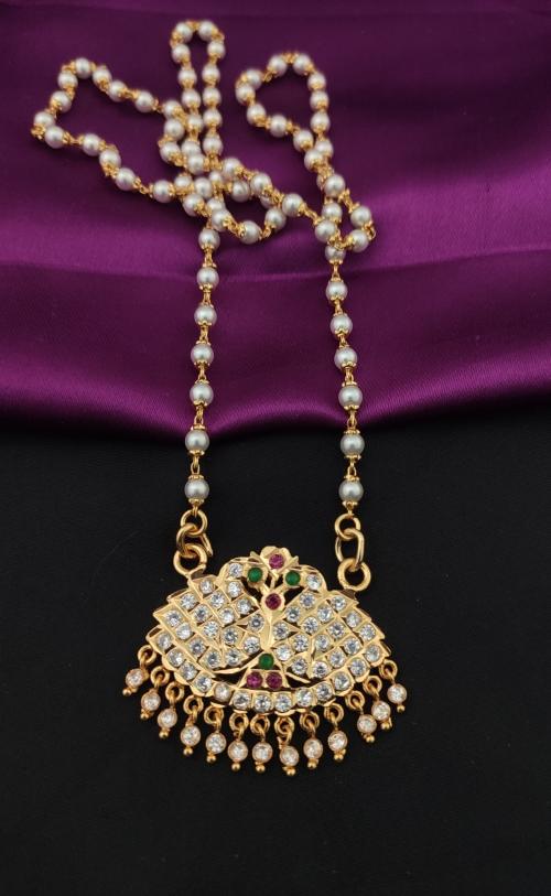 Buy Hanaa Gold Women, Girls Brass Handmade South Indian Impon Pendant Necklace Chain Jewellery