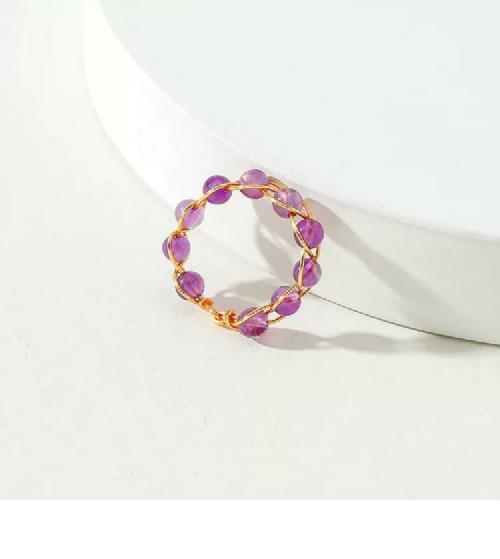 Living inside Out Crystal bead Rings purple pack of 2