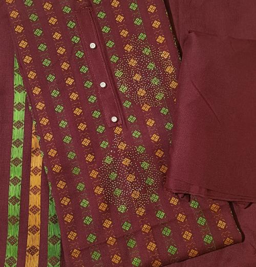 BBQSTYLE Women's Sirosky & Print Worked Pure Pashmina Unstitched Salwar Suit Dress Material With Pure Pashmina Shawl