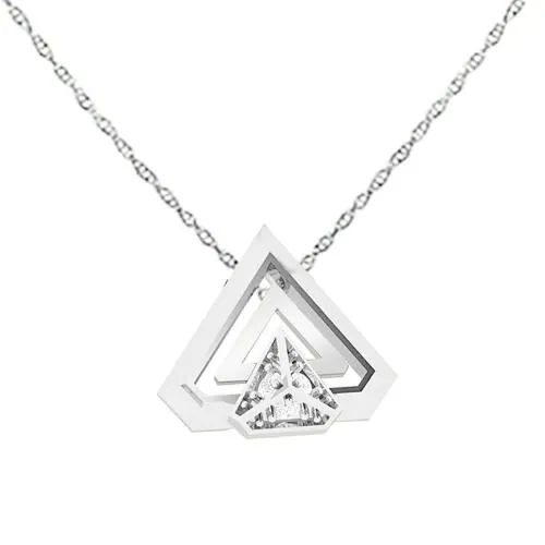 Lilu Jewels Pure 925 Sterling Silver Triangle Cubic Zirconia Stone Pendant Necklace with 18 inch Chain for Girls and Women