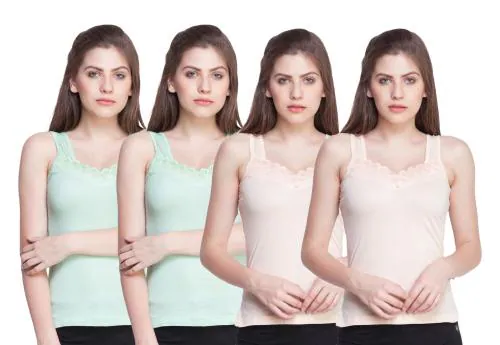 Dollar Missy Women Camisole Sajni Pack of 4- Light Orange and Light Green