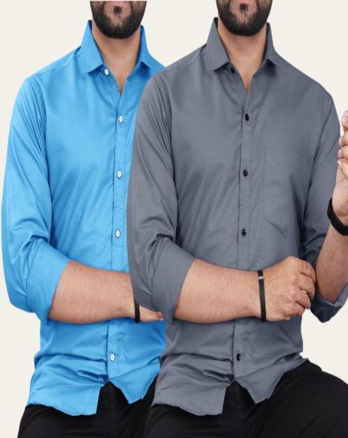 CLOSWIF Mens Polo Neck | Solid Shirt | Regular Fit | Full length Sleeve Shirt | Shirt For Mens | Mens Shirt | Mens shirt | Partywear Shirts For Mens | Shirts | shirts | Casual Shirt | Pack Of 2 | Combo Shirts For Mens