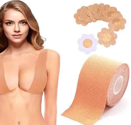 DJ FINDER Breast Lift Tape for Contour Lift & Fashion | Boobytape Bra Alternative of Breasts | Body Tape for Lift & Push up in All Clothing Fabric Dress Types | Waterproof Sweat-proof Invisible Under Clothing