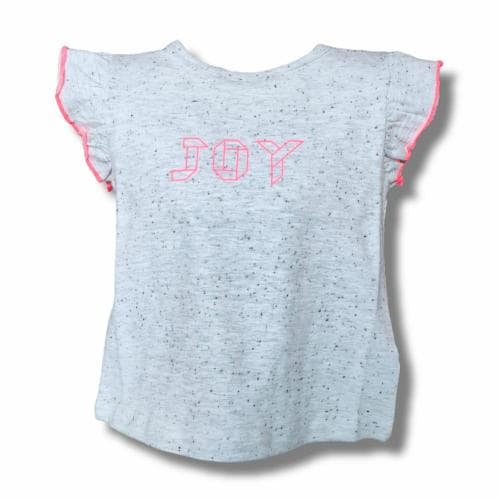 Tiny Titans Girls Frilled Sleeve Ecru Neppy Top with Print (4-5 Years)