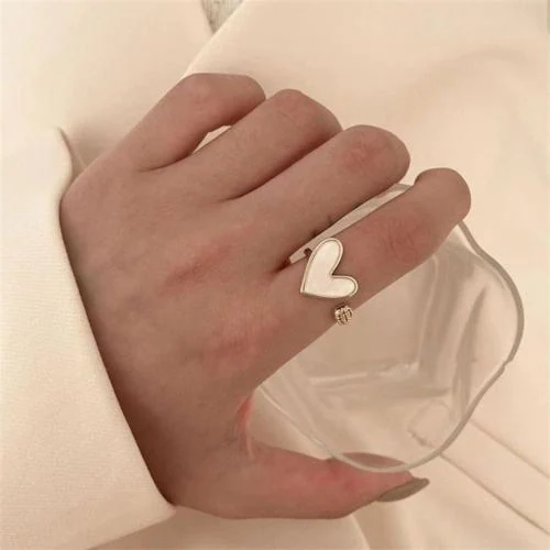 ARZONAI Heart-shaped high-end sense niche design love open index finger ring for women Stainless Steel Ring