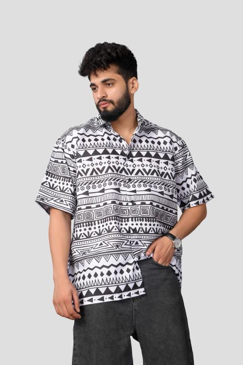 Brown Brothers Men White Printed Cotton Blend Casual Shirt (2Xl)