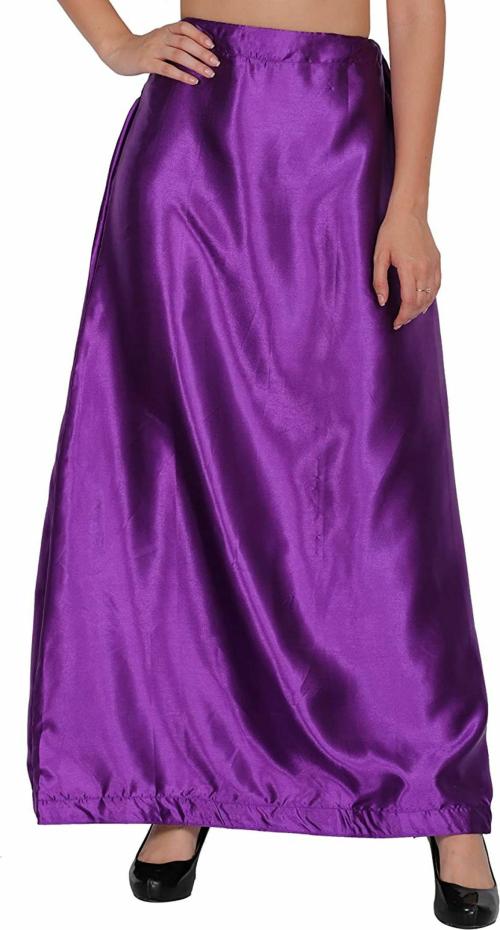 Guddan Purple Pure Satin Petticoat (Free Size)