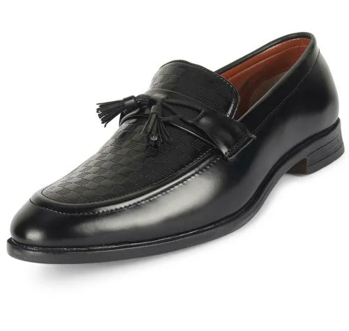 MUTAQINOTI Men's Black Luxury Leather penny loafer Moccasins Casual Loafers 6 UK