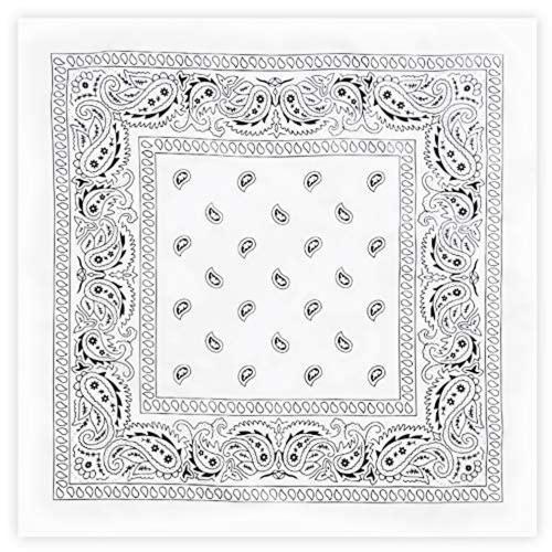 Unisex Cotton Bandana/Head Wrap/ Wristband/ Face Cover/Handkerchief for Men and Women WHITE