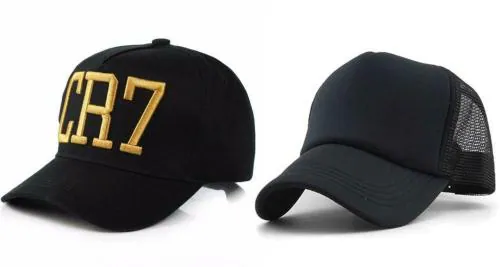 Babji Men CR7 Black and Black Net Baseball Cap (Pack of 2)