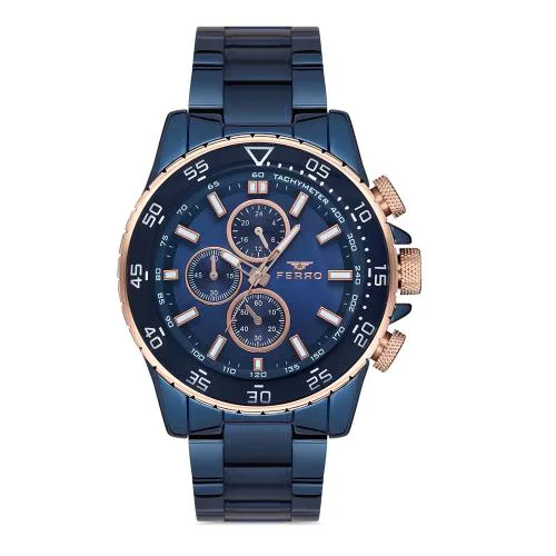 チャレンジメダル③ NAVY LEAGUE Buy Ferro Multifunction Navy Blue Round Dial Men's Watch - FM1542A