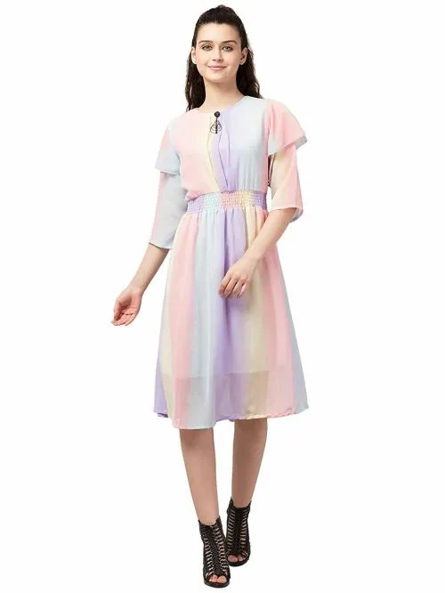 retrobella Party Rainbow Western Dress for Girls and Women with Multicolor