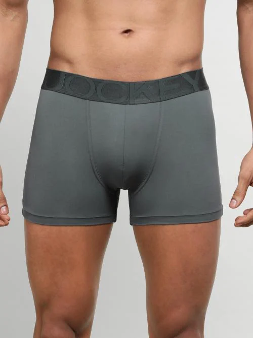 Jockey Men's Black Solid Nylon Blend Trunks
