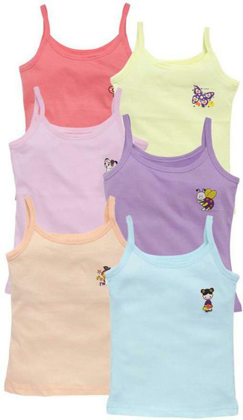 RCK ROCKERS Girls Multicolor Cotton Pack of 6 Camisoles & Tanks (5-6Y)