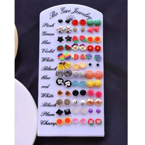 Honbon Fancy Designer Assorted Color and Design Stud Earring,Kan Ke Tops for Women and Girls 36 Pairs