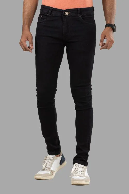 LZard Men Black Slim Clean Look Stretch Jeans