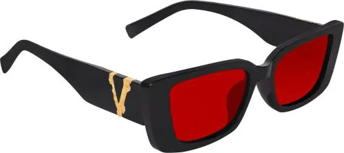Dervin UV Protection Cat-eye Full Frame Red Sunglass for Men and Women, Free Size