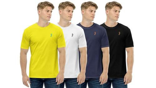 JJ TEES Mens Polyester Round Neck Tshirts (Pack of 4, Combo 6) Assorted