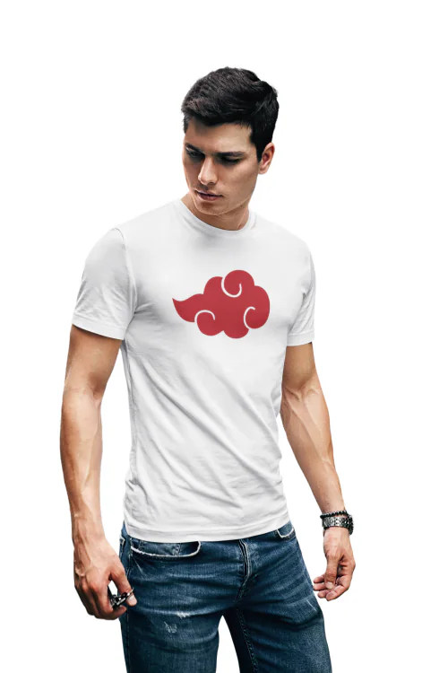 White - Medium Akatsuki Cloud Naruto T shirt For Men TeesTheDay