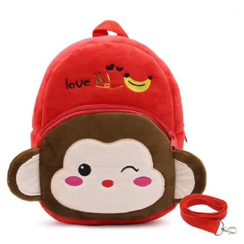 Kiddiewink Cute Kid's Soft Velvet School Backpack (Monkey)