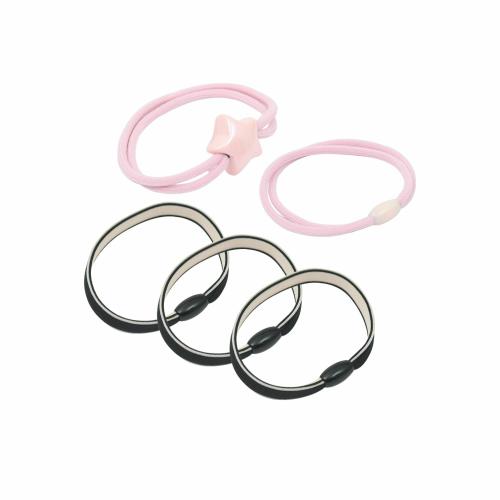 Funkrafts Trendy Hair Ties Set of 5 - Pink & Black