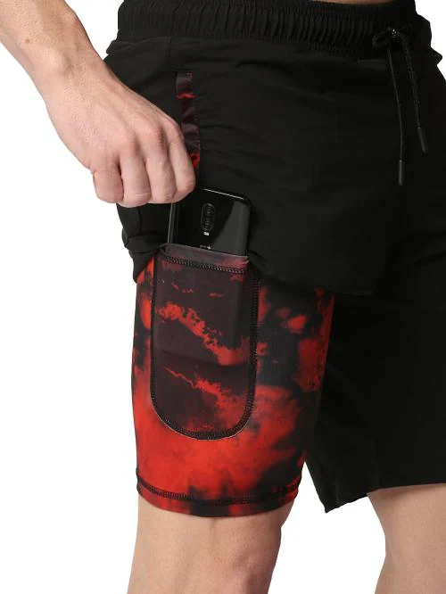 Aesthetic Nation Men Black, Red Shorts