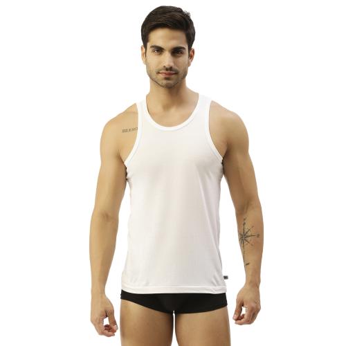 The Secret Loom Men White Solid 100% Cotton Regular Vest