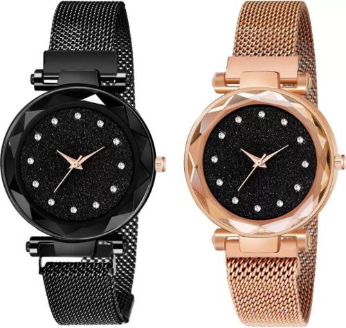 DHYANA Analog Multicolor Dial Multicolor Strap Watch For Women (Pack Of 2)