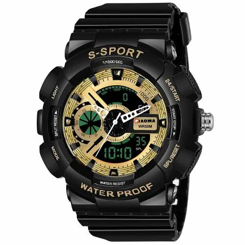 Piaoma BS9094-5 Analog-Digital Military Black Sports Waterproof Watch Analog-Digital Watch - For Men