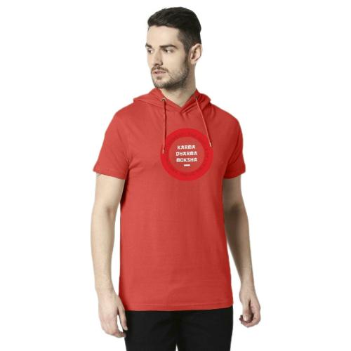 Bewakoof Men's Karma Dharma Moksha Printed Red Half Sleeve Round Neck T-shirt