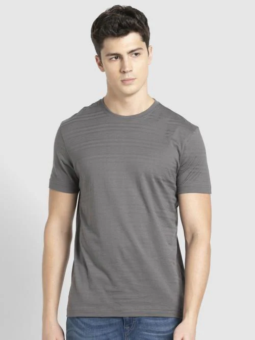 Buy Jockey Men's Charcoal Self Design Super Combed Supima 100 Cotton