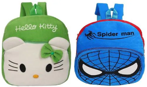 Kiddiewink Soft Plush Cartoon School Backpack Bag For Kids (2 to 6 Years) Pack of 2