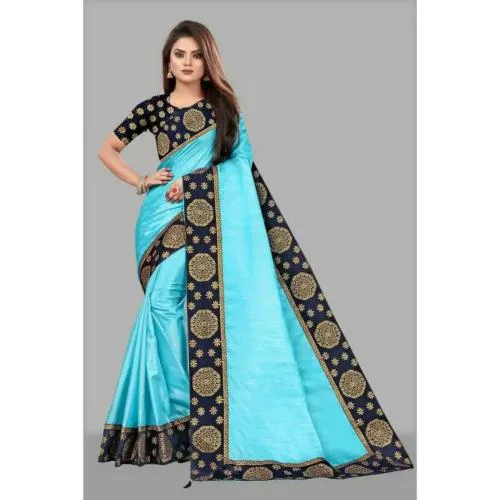 Self Design Assam Silk Art Silk Saree (Blue)