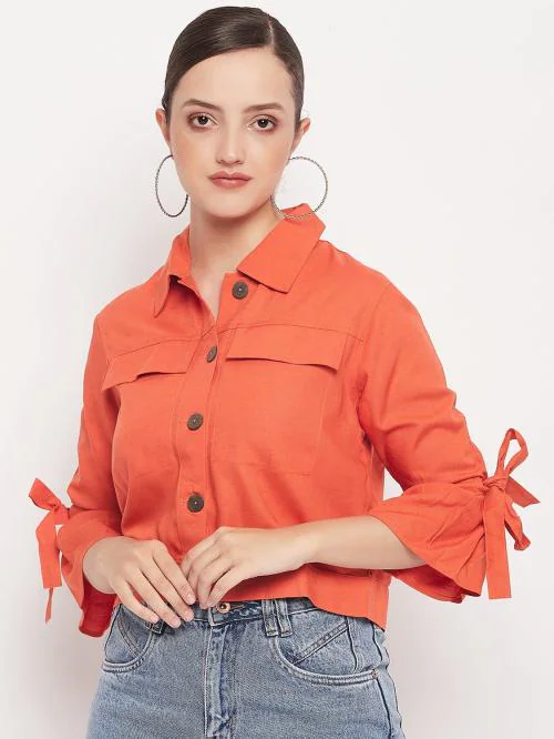 MADAME Women Orange Shrug