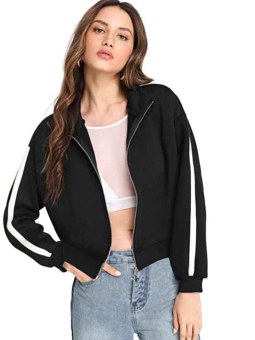 Fabricorn Plain Black Stylish Sweatshirt for women (Black, XX-Large)