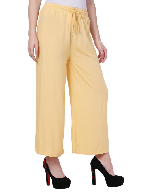 IndiWeaves Womens Solid Rayon Palazzo/Pants (Pack of 1) Cream