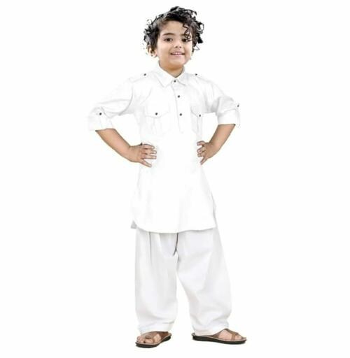 TRENDER Pathani White Rayon Cotton Kurta Pyjama Set For Boy's Kids|Ethenic Wear For Children
