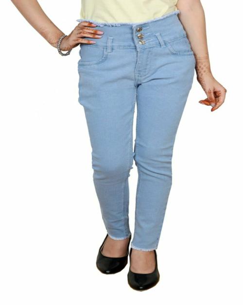 Cheenu Garments Denim Jeans Kids Girls Casual Wear Regular Fit Rise Clean Look Stretchable Jeans for Girls Light Blue
