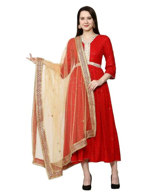 Wedding & Bridal Dupatta Store Women Golden Embroidered Dupatta