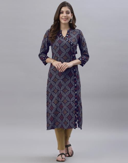 Skylee Women Multicolor Embellished Cotton Rayon A-Line Kurta