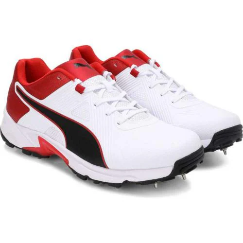 Puma Men's Spike 19.1 White/High Risk Red Cricket Shoes