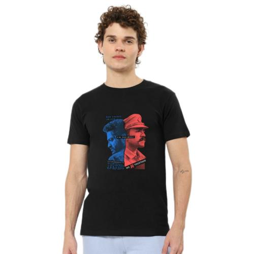 Bewakoof Men's RRR TogetherGraphic Print Black Half Sleeve Round Neck T-shirt