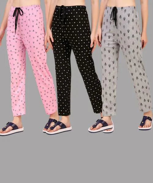 Christy World Women Multicolor Printed Pack of 3 Pyjamas